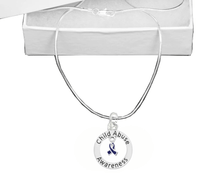 Load image into Gallery viewer, Child Abuse Awareness Dark Blue Ribbon Necklaces - The Awareness Company