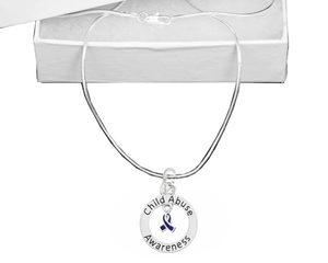 Child Abuse Awareness Dark Blue Ribbon Necklaces - The Awareness Company