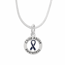 Load image into Gallery viewer, Child Abuse Awareness Dark Blue Ribbon Necklaces - The Awareness Company
