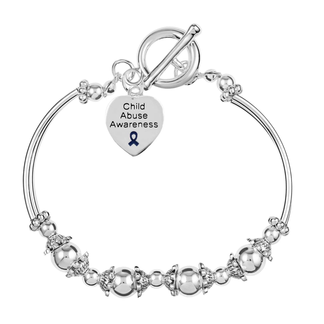 Child Abuse Awareness Partial Beaded Charm Bracelet - The Awareness Company