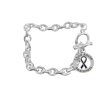 Load image into Gallery viewer, Bulk Dark Blue Ribbon Child Abuse Awareness Round Charm Chunky Bracelets - The Awareness Company