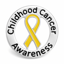 Load image into Gallery viewer, Circle Childhood Cancer Awareness Ribbon Pins - The Awareness Company