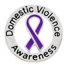 Load image into Gallery viewer, Circle Domestic Violence Awareness Ribbon Pins - The Awareness Company