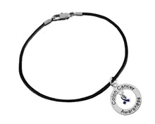 Load image into Gallery viewer, Bulk Round Colon Cancer Awareness Black Leather Cord Bracelets - The Awareness Company