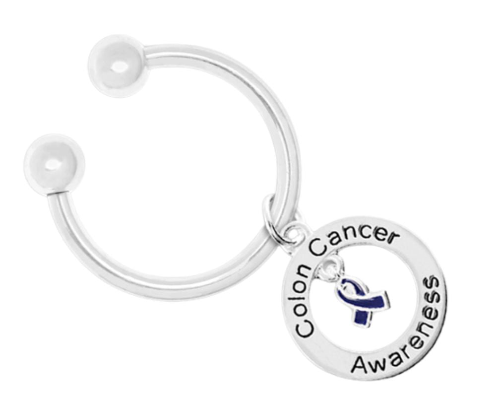 Colon Cancer Awareness Dark Blue Ribbon Keychains - The Awareness Company