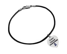 Load image into Gallery viewer, Bulk Colon Cancer Awareness Heart Charm Leather Cord Bracelets - The Awareness Company