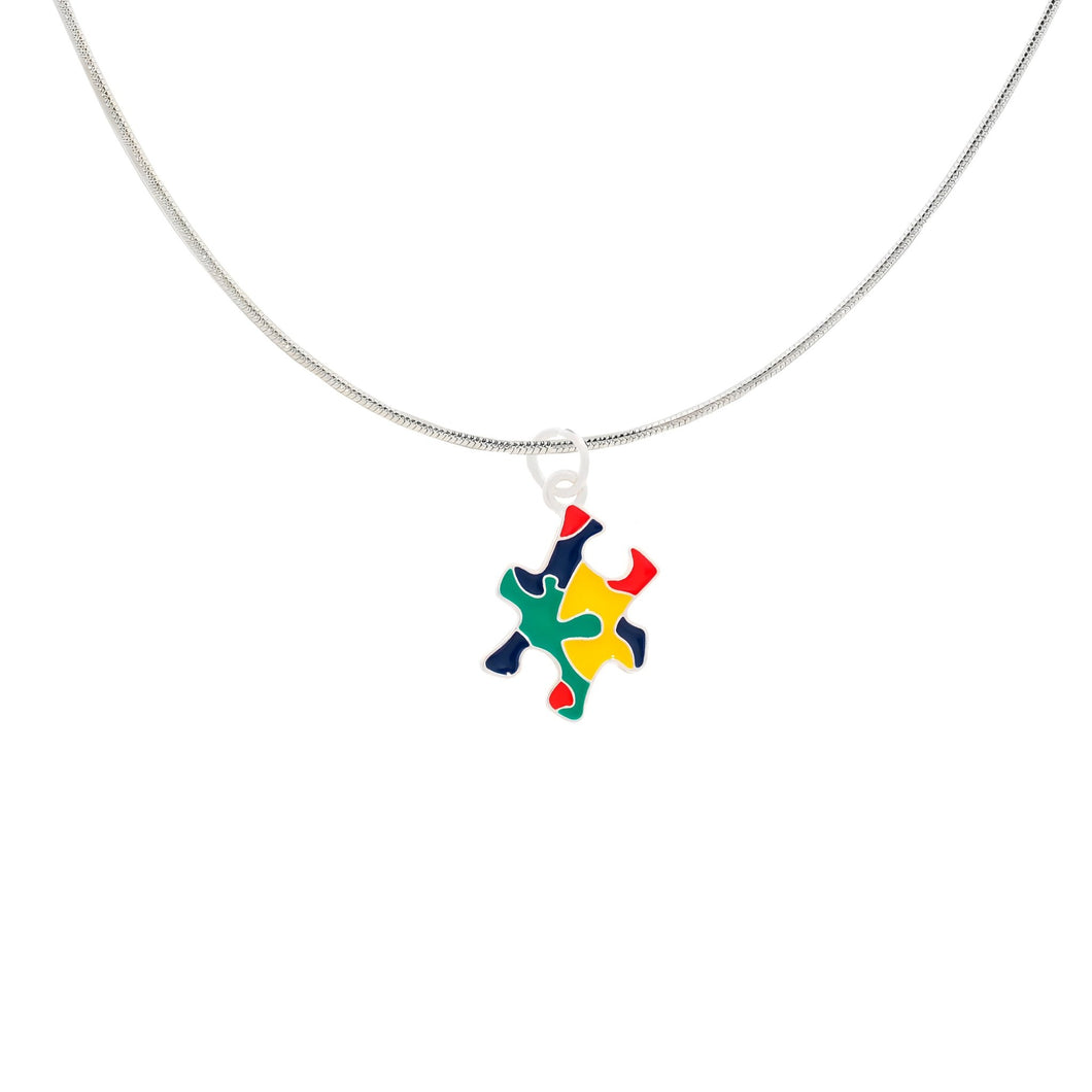 Colored Puzzle Piece Autism Awareness Necklaces - The Awareness Company