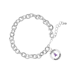 Load image into Gallery viewer, Purple Ribbon Crohn&#39;s Disease Awareness Circle Charm Chunky Bracelets