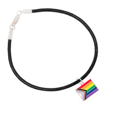 Load image into Gallery viewer, Daniel Quasar Flag Charm on Black Cord Bracelets - The Awareness Company