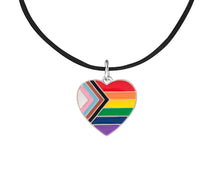 Load image into Gallery viewer, Daniel Quasar Heart Flag Charm on Black Cord Necklaces - The Awareness Company