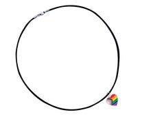 Load image into Gallery viewer, Daniel Quasar Heart Flag Charm on Black Cord Necklaces - The Awareness Company