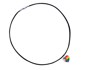 Daniel Quasar Heart Flag Charm on Black Cord Necklaces - The Awareness Company