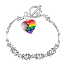 Load image into Gallery viewer, Daniel Quasar Heart Flag Charm Partial Beaded Bracelets - The Awareness Company