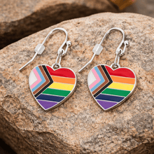 Load image into Gallery viewer, Daniel Quasar Heart Flag Hanging Earrings - The Awareness Company