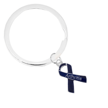 Load image into Gallery viewer, Dark Blue Ribbon Arthritis Awareness Split Style Keychains - The Awareness Company