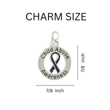 Load image into Gallery viewer, Dark Blue Ribbon Child Abuse Awareness Round Charm Chunky Bracelets - The Awareness Company