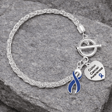 Load image into Gallery viewer, Dark Blue Ribbon Colon Cancer Awareness Rope Bracelets - The Awareness Company