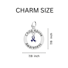 Load image into Gallery viewer, Dark Blue Ribbon Round Child Abuse Awareness Keychains - The Awareness Company