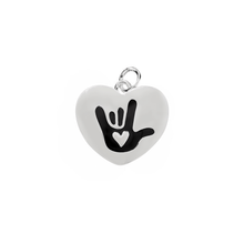 Load image into Gallery viewer, Deaf Sign Language for I love You Heart Charms - The Awareness Company