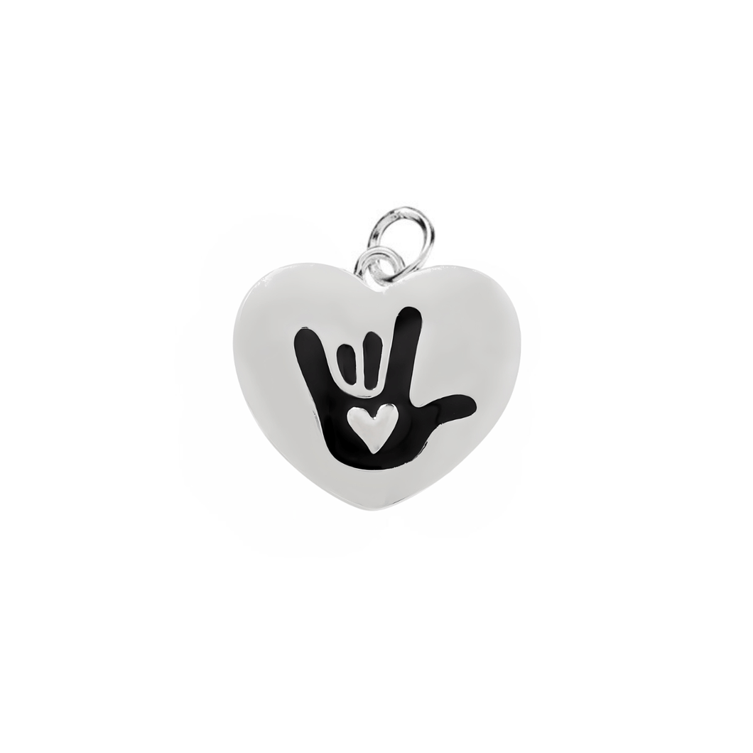 Deaf Sign Language for I love You Heart Charms - The Awareness Company