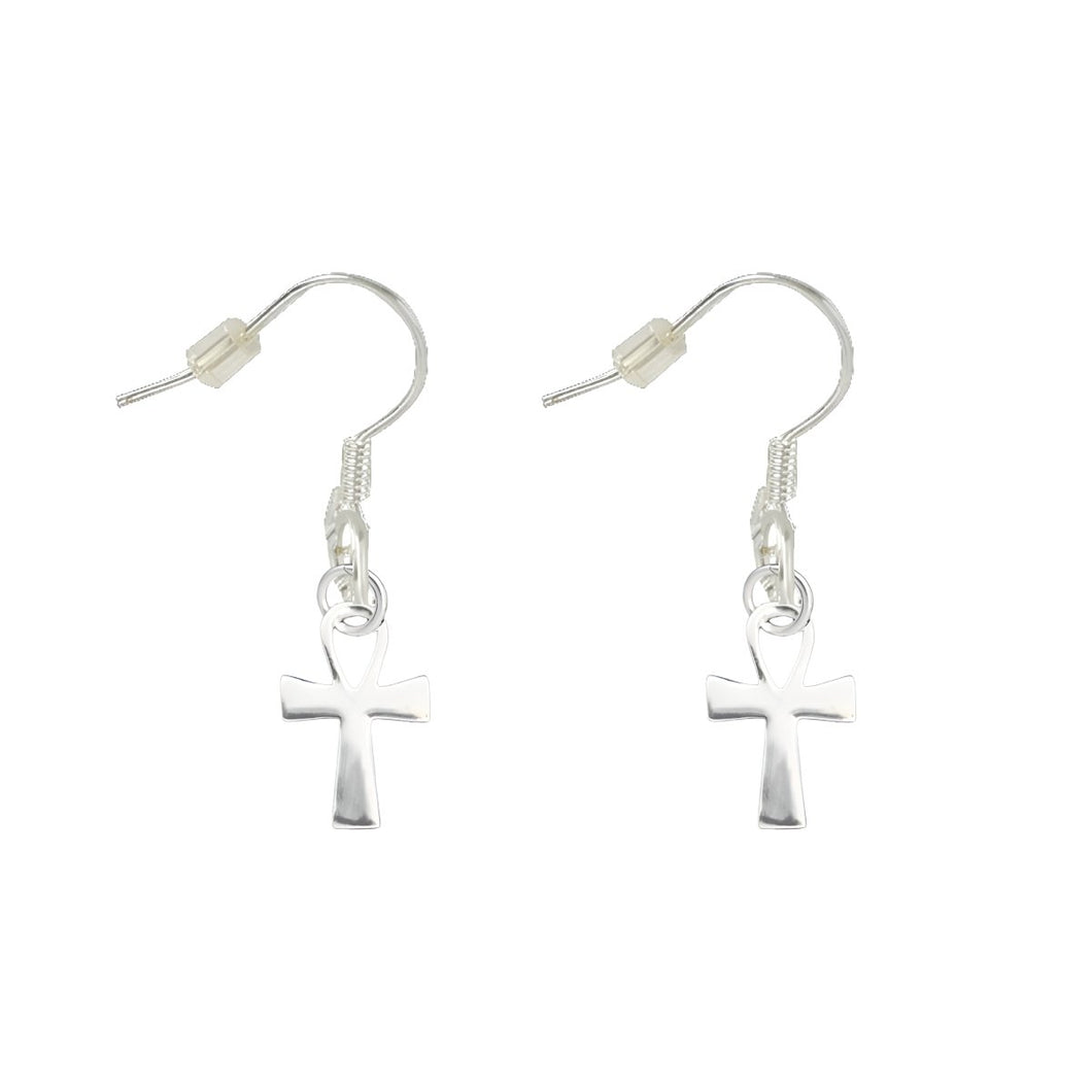 Decorative Silver Cross Earrings 