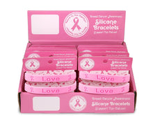 Load image into Gallery viewer, Pink Ribbon Silicone Bracelet Counter Display (12 Cards)