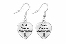 Load image into Gallery viewer, Heart Shaped Brain Cancer Earrings
