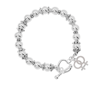 Load image into Gallery viewer, Female Same Sex Symbol Silver Beaded Bracelets - The Awareness Company