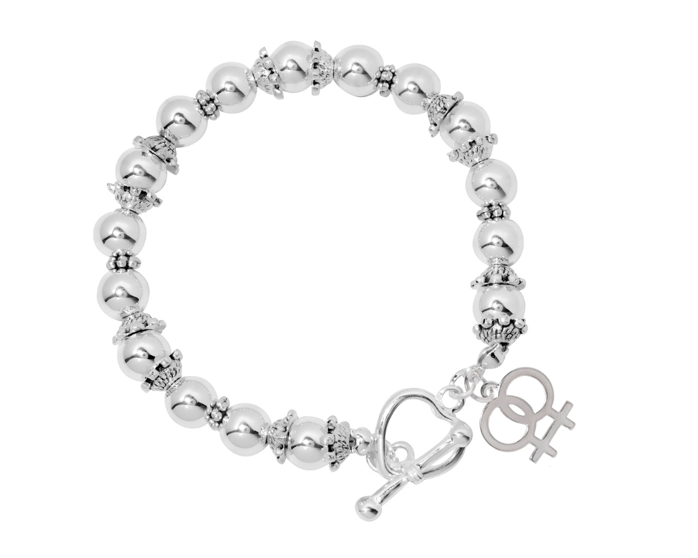 Female Same Sex Symbol Silver Beaded Bracelets - The Awareness Company