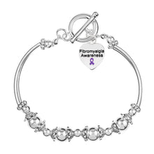 Load image into Gallery viewer, Fibromyalgia Awareness Purple Ribbon Partial Beaded Bracelets - The Awareness Company