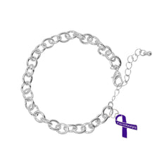 Load image into Gallery viewer, Bulk Purple Ribbon Fibromyalgia Chunky Charm Bracelets - The Awareness Company