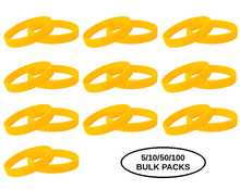 Load image into Gallery viewer, Bulk Pack Gold Childhood Cancer Silicone Bracelet Wristbands - The Awareness Company
