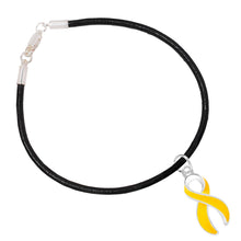 Load image into Gallery viewer, Gold Ribbon Charm Black Cord Bracelets - The Awareness Company