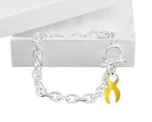 Load image into Gallery viewer, Gold Ribbon Chunky Charm Awareness Bracelets - The Awareness Company
