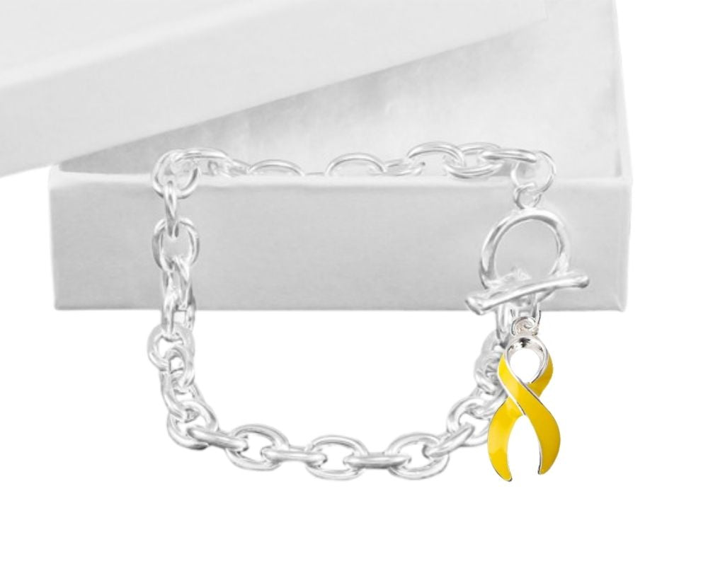 Gold Ribbon Chunky Charm Awareness Bracelets - The Awareness Company
