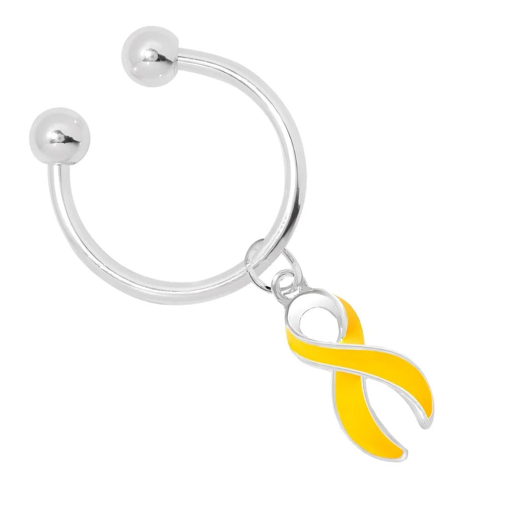 Gold Ribbon Horseshoe Key Chains - The Awareness Company
