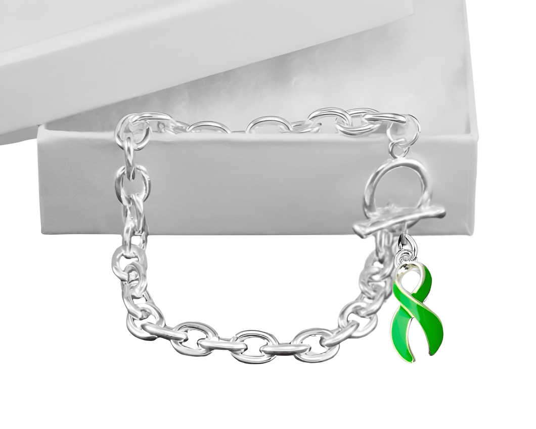 Green Ribbon Chunky Charm Bracelets - The Awareness Company