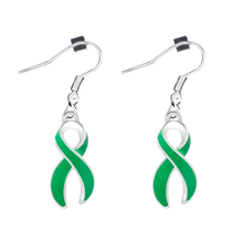 Load image into Gallery viewer, Green Ribbon Hanging Earrings - The Awareness Company