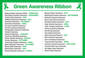 Green Ribbon Silicone Bracelet Wristbands (Child Size) - The Awareness Company