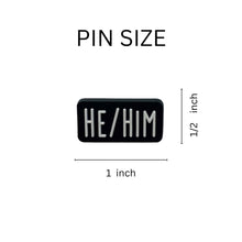 Load image into Gallery viewer, He Him Black Rectangle Pronoun Silicone Pins - The Awareness Company