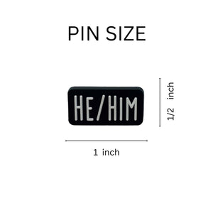 He Him Black Rectangle Pronoun Silicone Pins - The Awareness Company