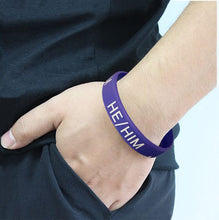 Load image into Gallery viewer, He Him Pronoun Silicone Gay Pride Wristbands - The Awareness Company