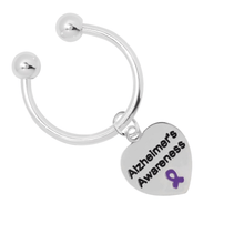 Load image into Gallery viewer, Heart Shaped Alzheimer&#39;s Awareness Keychains - The Awareness Company