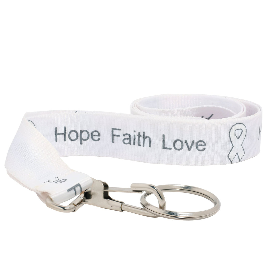 Hope White Ribbon Lanyards - The Awareness Company