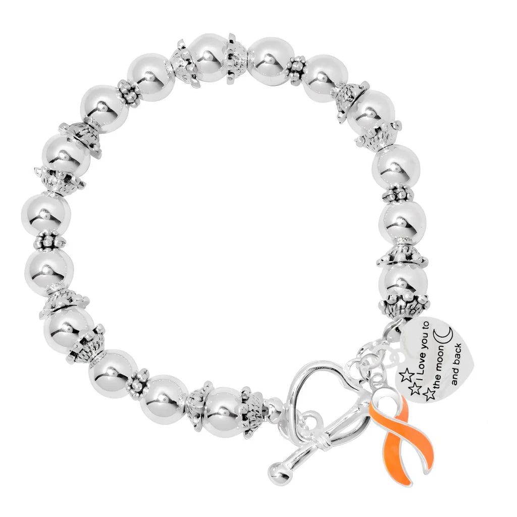 I Love You To The Moon And Back Orange Ribbon Bracelets - The Awareness Company