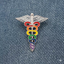 Load image into Gallery viewer, Rainbow Caduceus Pins