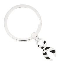 Load image into Gallery viewer, Zebra Ribbon Split Ring Keychains