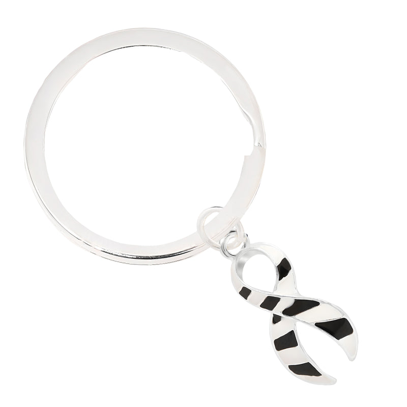 Zebra Ribbon Split Ring Keychains