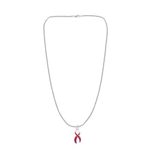 Load image into Gallery viewer, Large Burgundy Ribbon Awareness Necklace - The Awareness Company