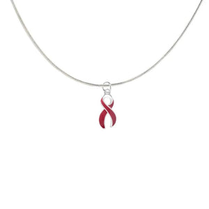 Large Burgundy Ribbon Awareness Necklace - The Awareness Company